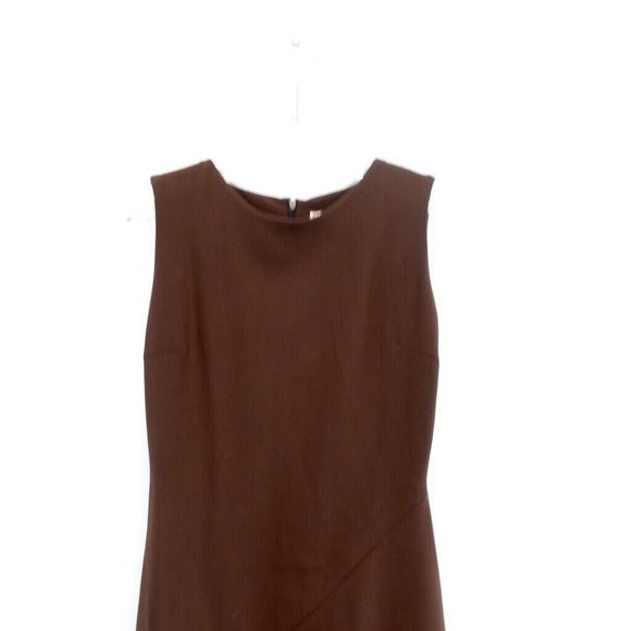 LAURA BIAGIOTTI Dress ROMA Lana Wool Brown Sheath 8 MEDIUM‎ Sleeveless Stretch - Picture 3 of 9